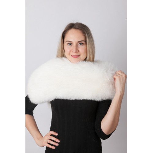 Large White Fox Fur Scarf, Real Fur Collar, Real Fur Scarf, Winter Collar
