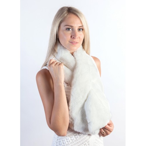 White Rex Rabbit Fur Scarf  Bridal Fur Accessories at Weddingfur